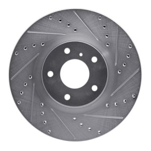 Infiniti M35 Brake Rotor (1) - Front Right - R1 Concepts - Drilled & Slotted - Silver - `03-`23